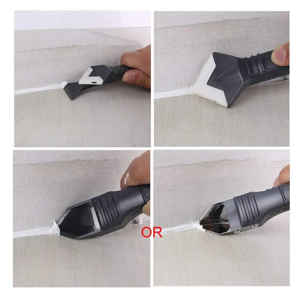 Bagged 3 in 1 Silicone Caulking Tools(Stainless Steelhead)Silicone Sealant Finishing Tool Grout Scraper Silicone caulking tool