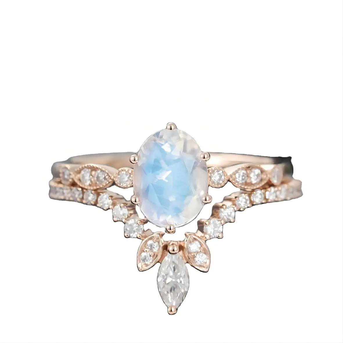 Новое поступление оптовая продажа красивое женское ювелирное изделие овальное кольцо из Моха и агата с муассанитом обручальное обещание кольца для подарка