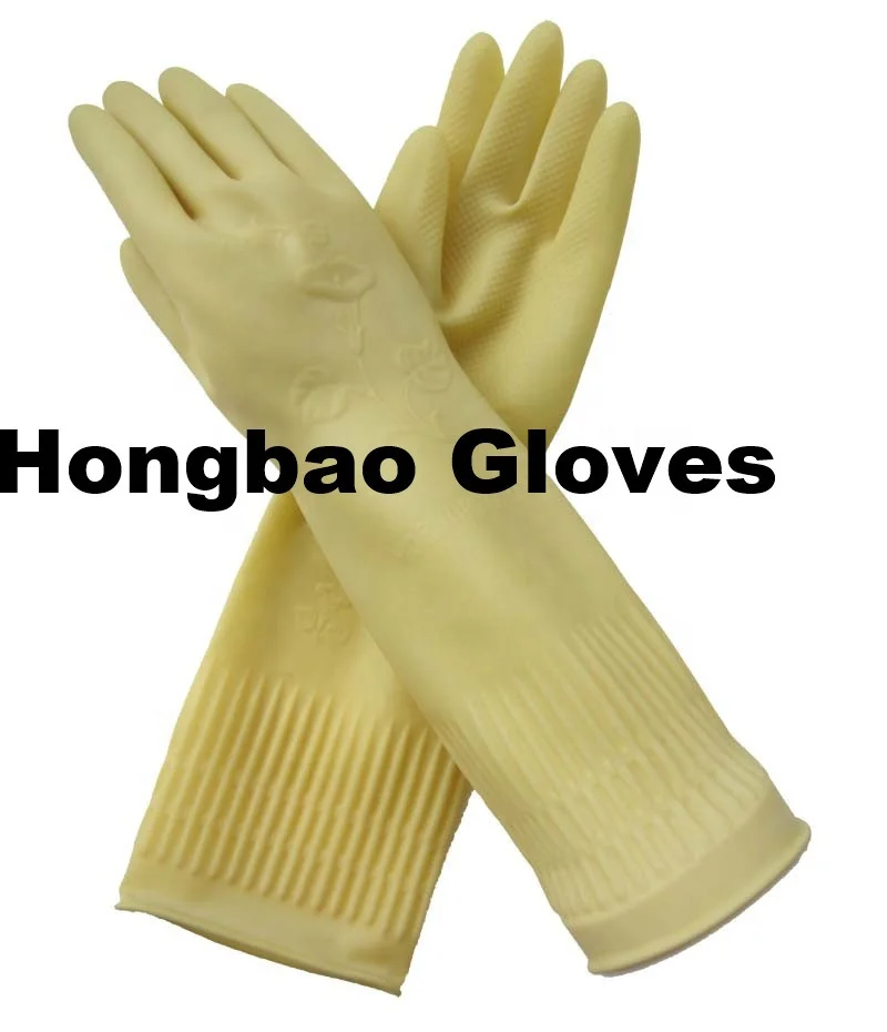 110g extra long sleeve Korea household cleaning waterproof latex gloves kitchen gloves usage cleaner funky rubber gloves