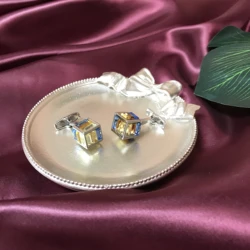 Jewelry Inlay cufflinks Cube Design