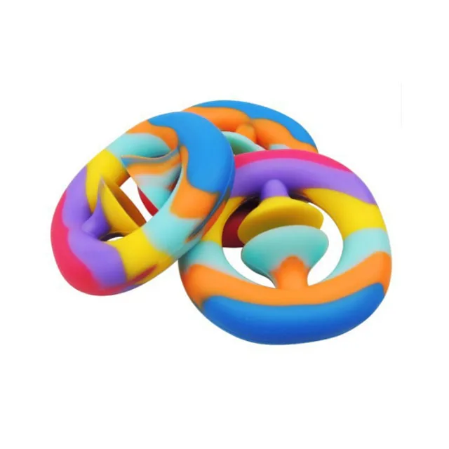
New Grip Ring Exercise Stress Relief Finger Training Sensory Rainbow Silicone Grab Pop Its Toy Pop Grip Snapper Fidget Toy 