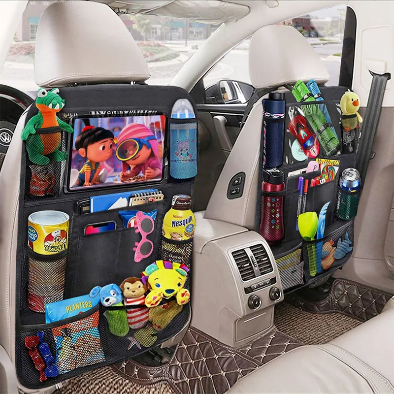 Factory Directly Waterproof 600D Car Backseat Organizer With Table Holder Pocket Multi-Pocket Travel Storage Tray Bag