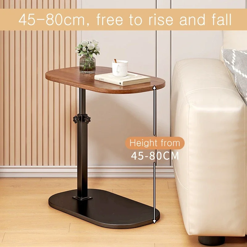 C Shaped End Table, Small Couch Side Table, Sturdy Slide Under Sofa Table with Metal Frame for Living Room & Bedroom