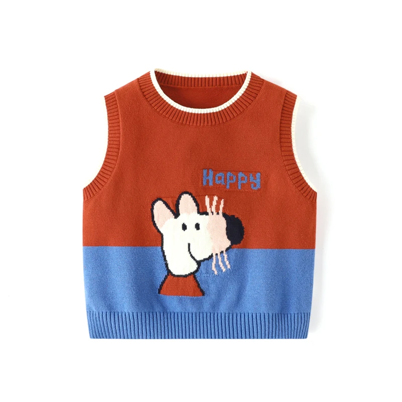 2024 custom duck knitted kid children pullover preppy style warm soft Autumn Winter vest for baby