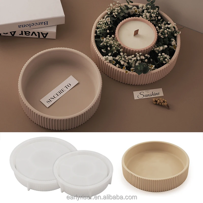 Early Riser Silicone Bowl Mold Round Container Resin Concrete Mold for Bowls Flowerpot Plant Cement Plaster Silicone Mold