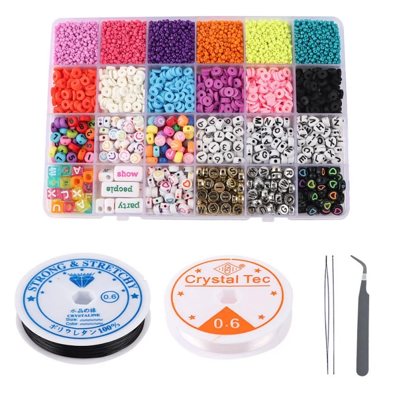 Amazon hot sale 2mm glass seed beads 6mm polymer clay beads kit for jewelry making