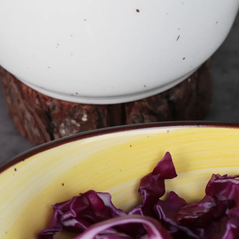 Yellow serving glazed Ceramic soup bowl Yellow color decorative Porcelain bowl Salad Boat Bowl