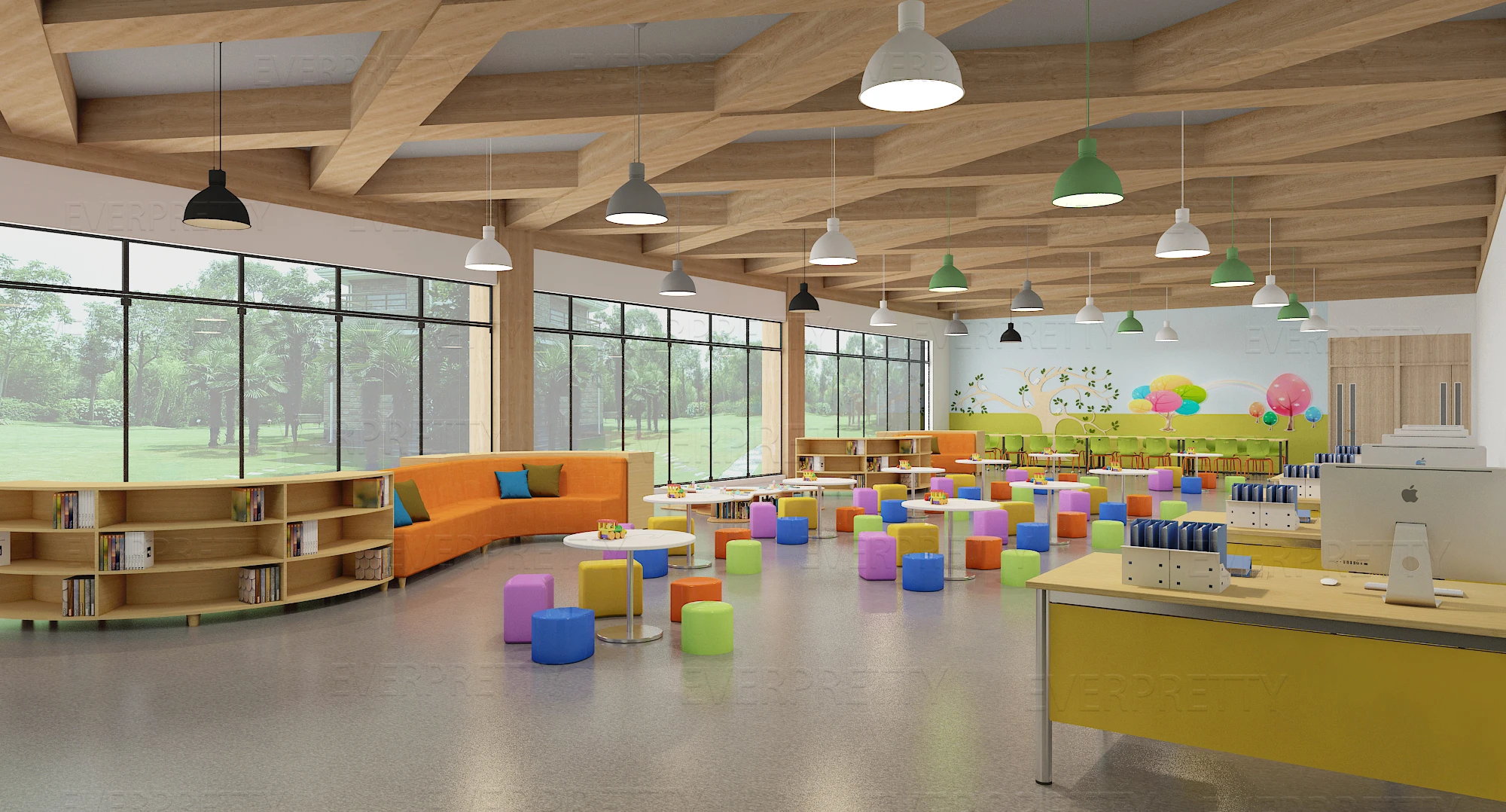 High Quality School Library Archive Room Reading Room Modern Design Wooden Bookshelf