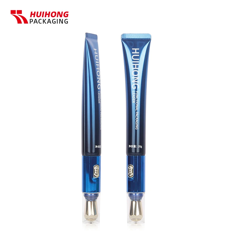 25ml Blue Eye Cream Rotating Vibration  Massage Aluminum Plastic  Tubes With Metal Zinc Alloy Applicator