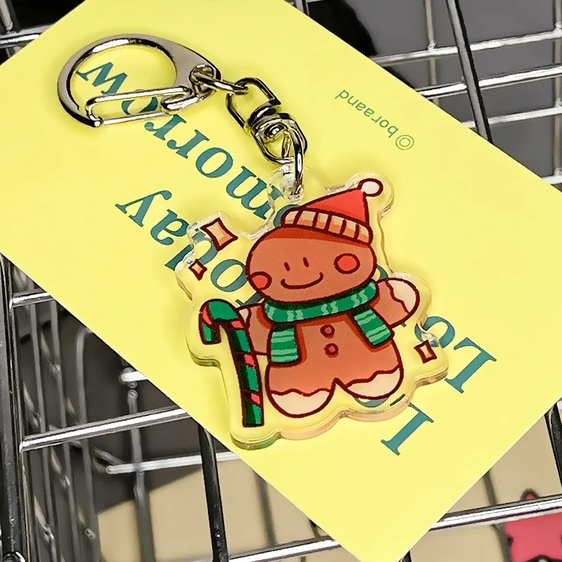 christmas decorations keychains Customized Acrylic Key chain 2D Plastic Charm Key Chain Custom Logo Personalized Pendant Charms