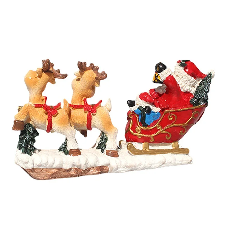 New Christmas decorations resin crafts window home decoration cartoon elk Santa Claus sleigh car