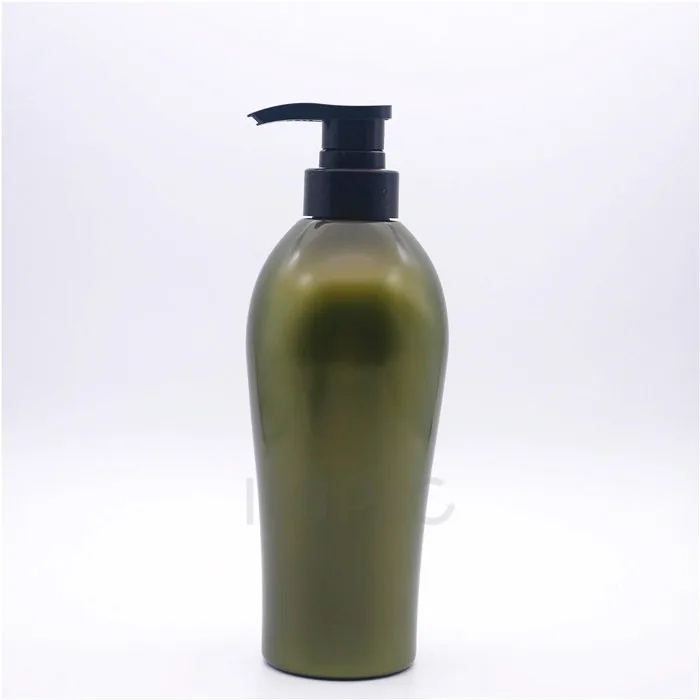 Salon use green color cosmetic hair oil pet bottles with lotion pump 500ml