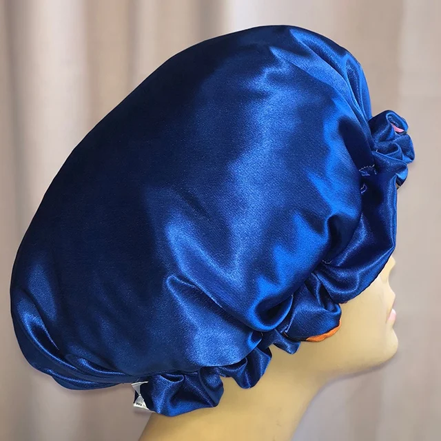 Двухслойная Регулируемая пользовательская атласная большая шапочка для волос атласная или шелковая шапочка