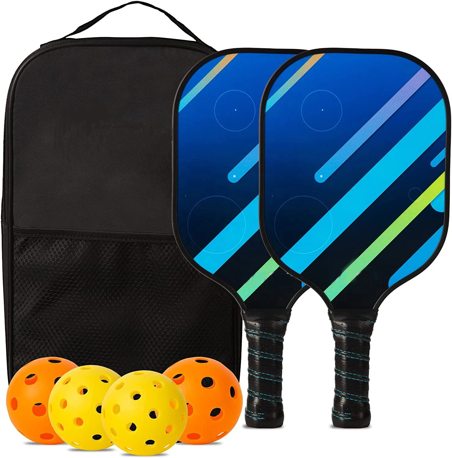 Fiberglass or carbon fiber Pickleball Paddles Set with 4 Pickle Balls and Portable Pickleball Bag, for indoor out door exercise