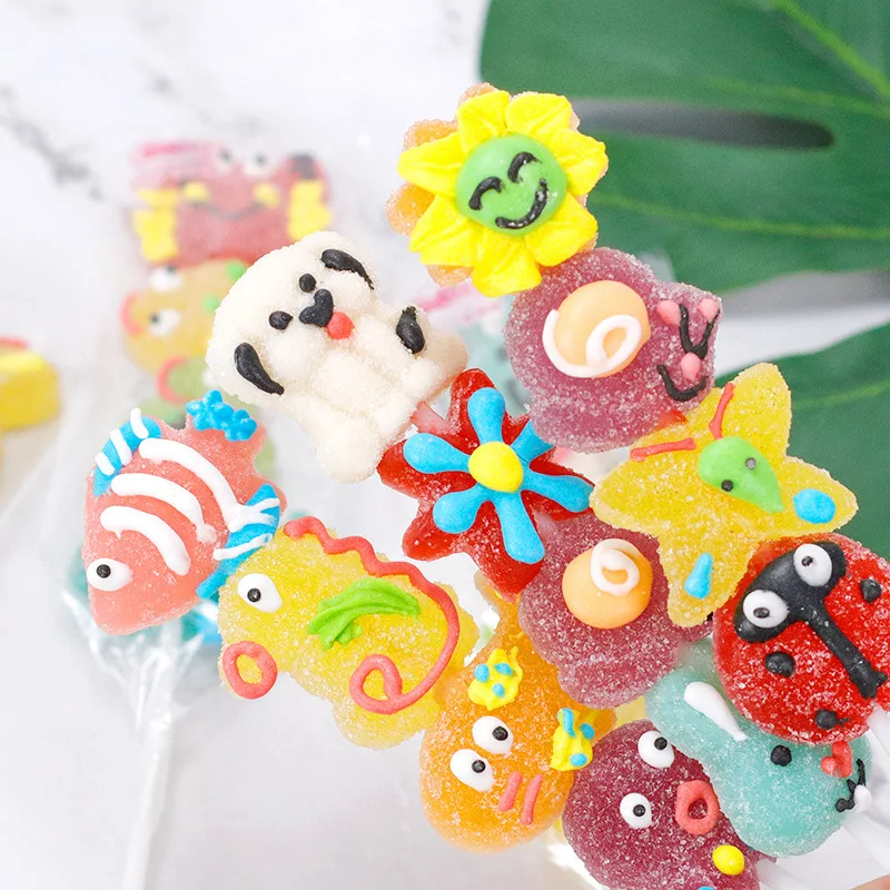 Wholesale 50G Colorful Sea World Skewer Gummy Fruit Fruity Flavours Colored Sweet Candy