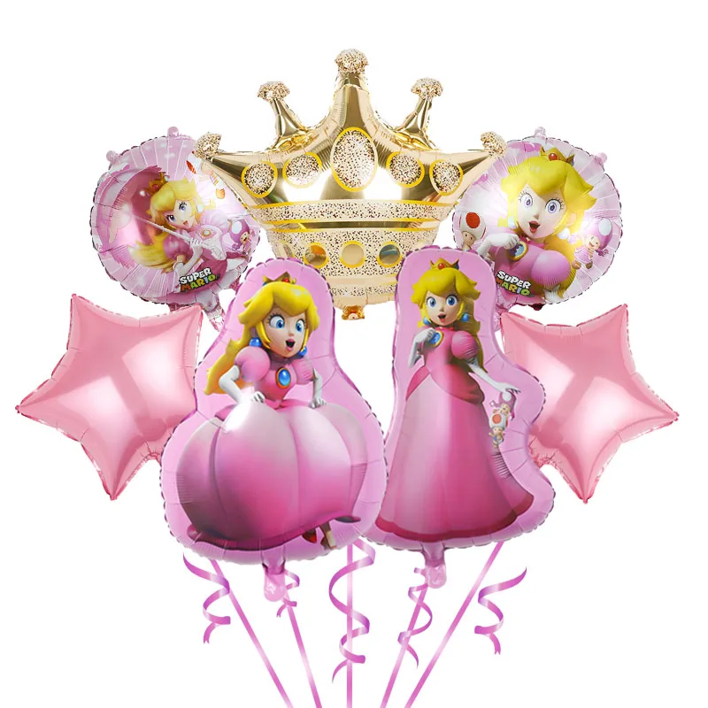 New Princess Peach Super Hero Mario Game Theme Balloon Birthday Party Decoration Supplies For Kids Toy Cartoon Foil Balloon