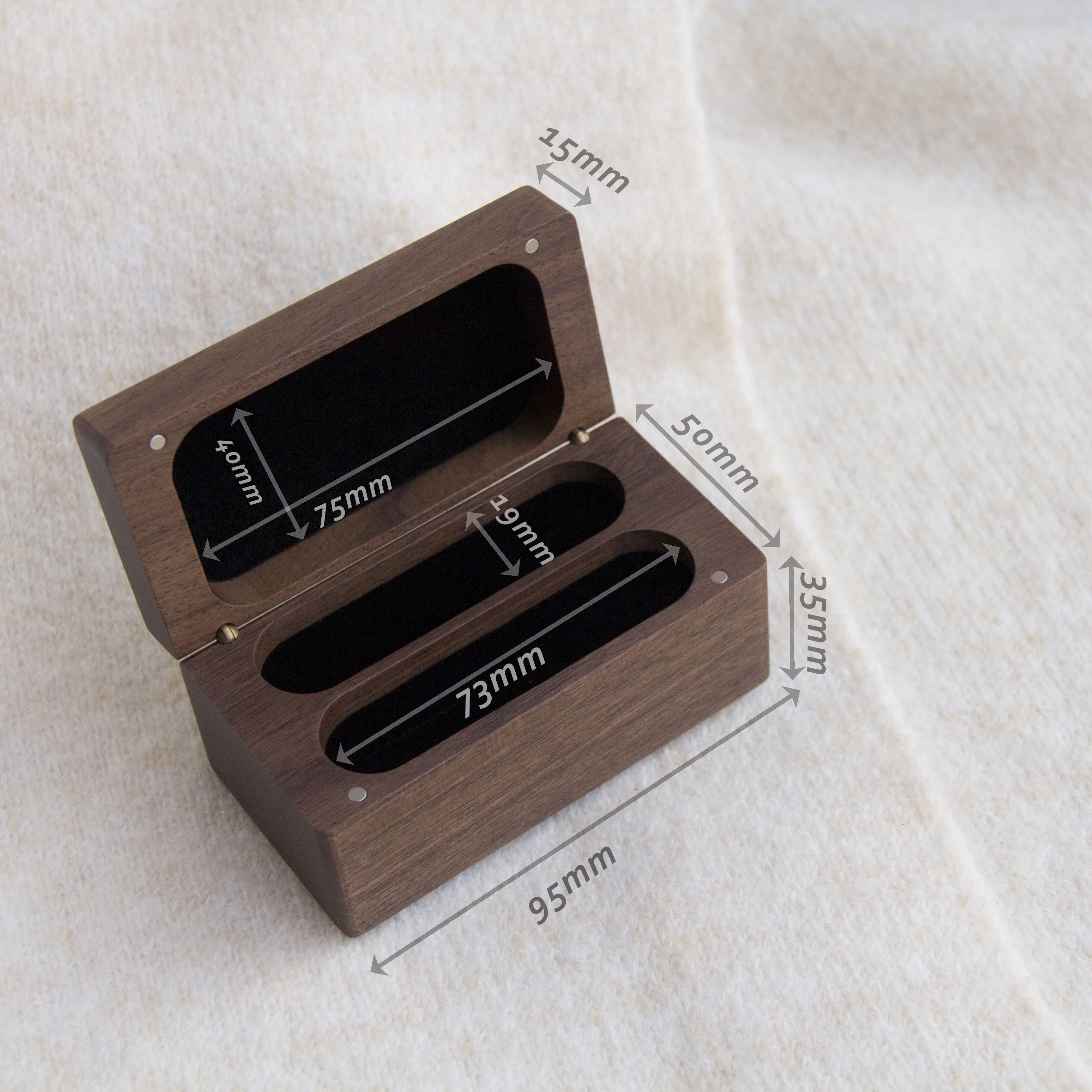 Quad wooden ring box jewel box wedding ring box engravable walnut wood for  3 4 pieces rings big