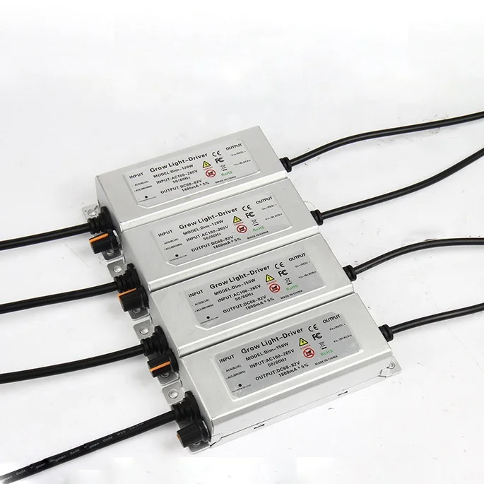 Waterproof 100W 120W 150W LED Driver Rotary Dimmer Switch Power Supply with AC Cord AC/DC Transformers AC100-265V For Grow light