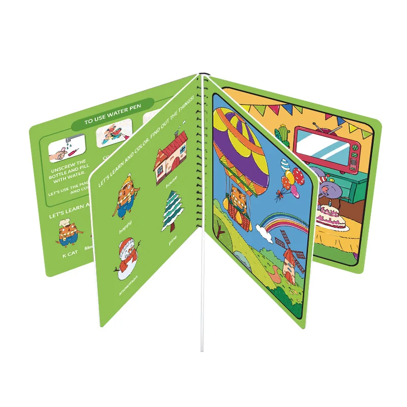 Hot selling cute MAGIC watercolor books magic water pen book water reveal coloring book for kids