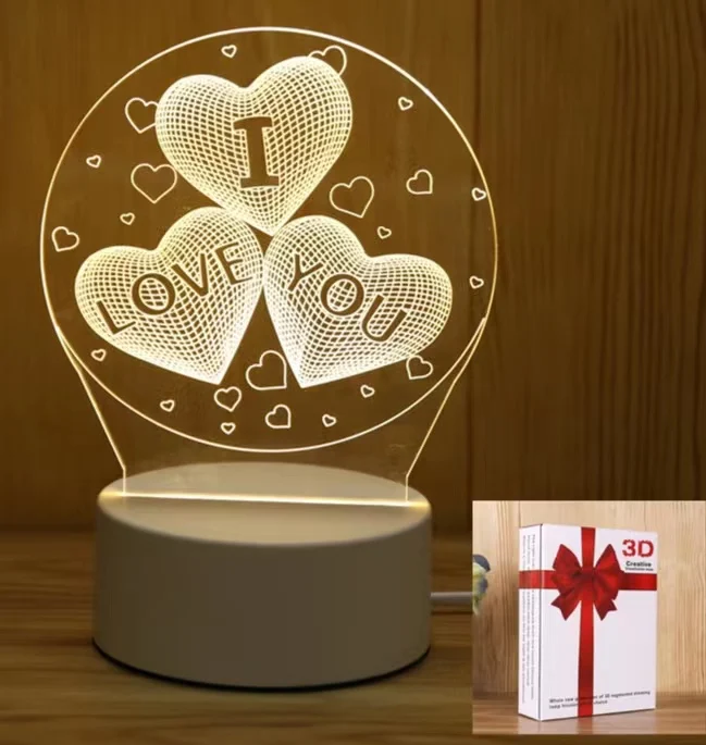 Switch Control Romantic Atmosphere Led Acrylic Decorative Desk Table Light Lamp For Christmas Birthday Valentines Day