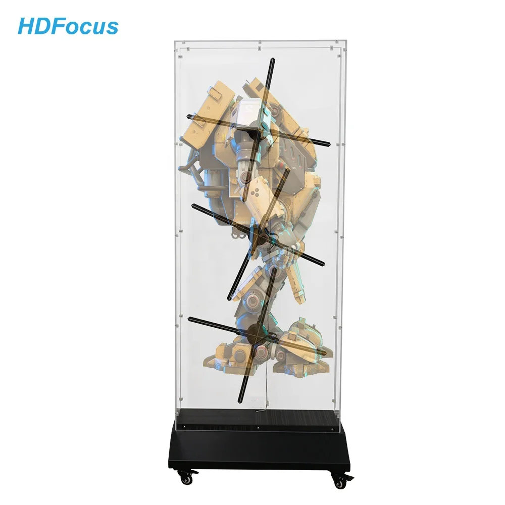 Holograma Projector Led Fan Display With Case Transparent Cabinet 1X3 Splicing Holographic Fan 3D Hologram Projector Equnipment
