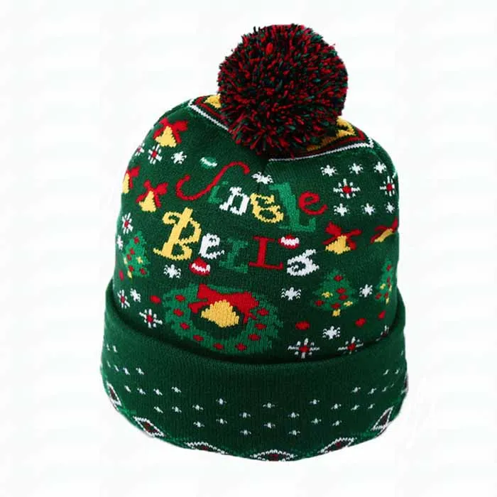 Christmas Knitted Jamaica Rasta Hemp Pompom Beanie Hat Joyseen For Men and Women