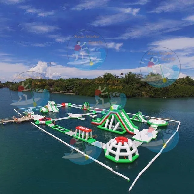 Asia TUV new design aqua water park island inflatable water float park for commercial