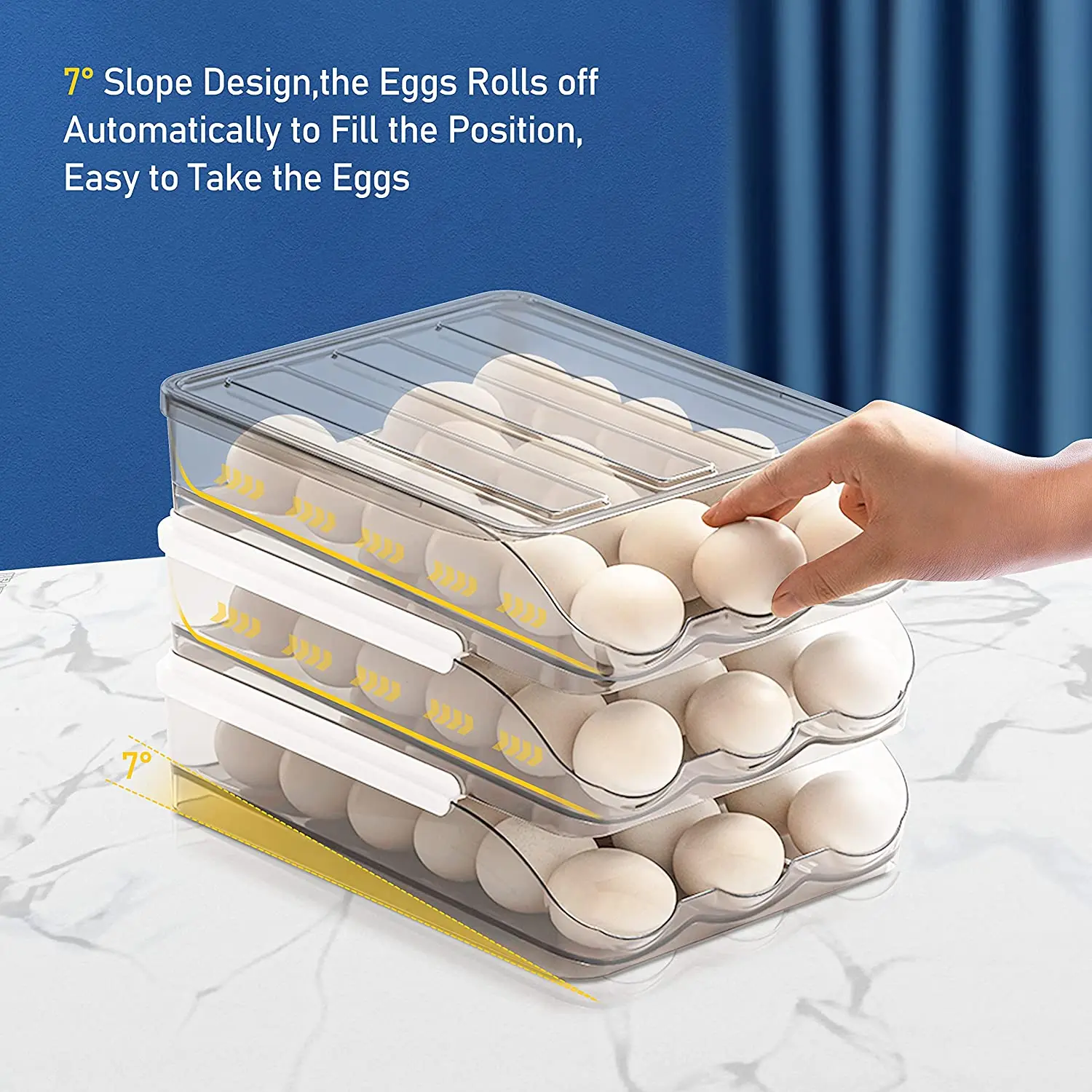 Large Capacity Egg Holder for Refrigerator Egg Fresh Storage Box for Fridge Egg Storage Container Organizer Bin