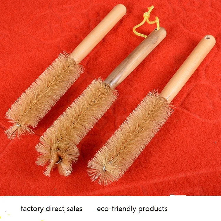 Factory direct sales wholesales bottle brush Kitchen Brush wooden handle   pig bristles bottle Cleaning Brush