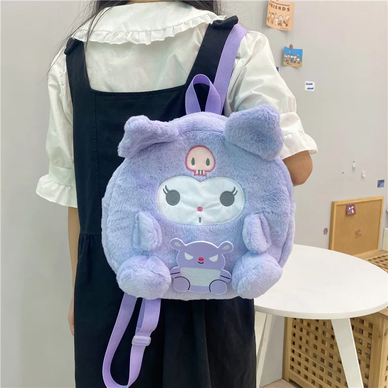 Sanrio Cartoon Plush Backpack Stuffed Anime Hello KT Bag Wholesale Kuromi Melody Doll Backpack Gift For Kids