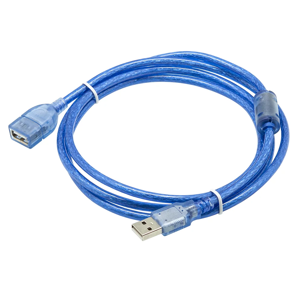 USB 2.0 Transparent blue cable  AM to AF extension cable for Radiator Webc am Car Mp3 Camera Hard Disk 1.5M 0.3M