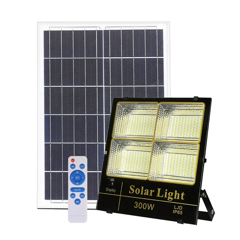 Холодный белый + теплый свет сада с дистанционным управлением 100W 200W 300W светодиодное освещение на открытом воздухе солнечной