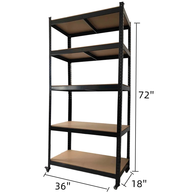 175KG Wholesale 5 Tiers Slotted Angle Rack 5 Level Boltless Corner Metal Racks Storage Warehouse Logistics Shelf Shelving