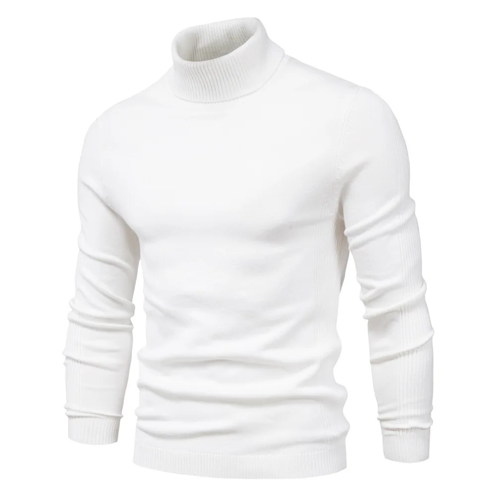 2024 Hot Sweater Men Cotton Pullover Turtleneck Warm Knitted Fashion Men Clothes Knit Sweater