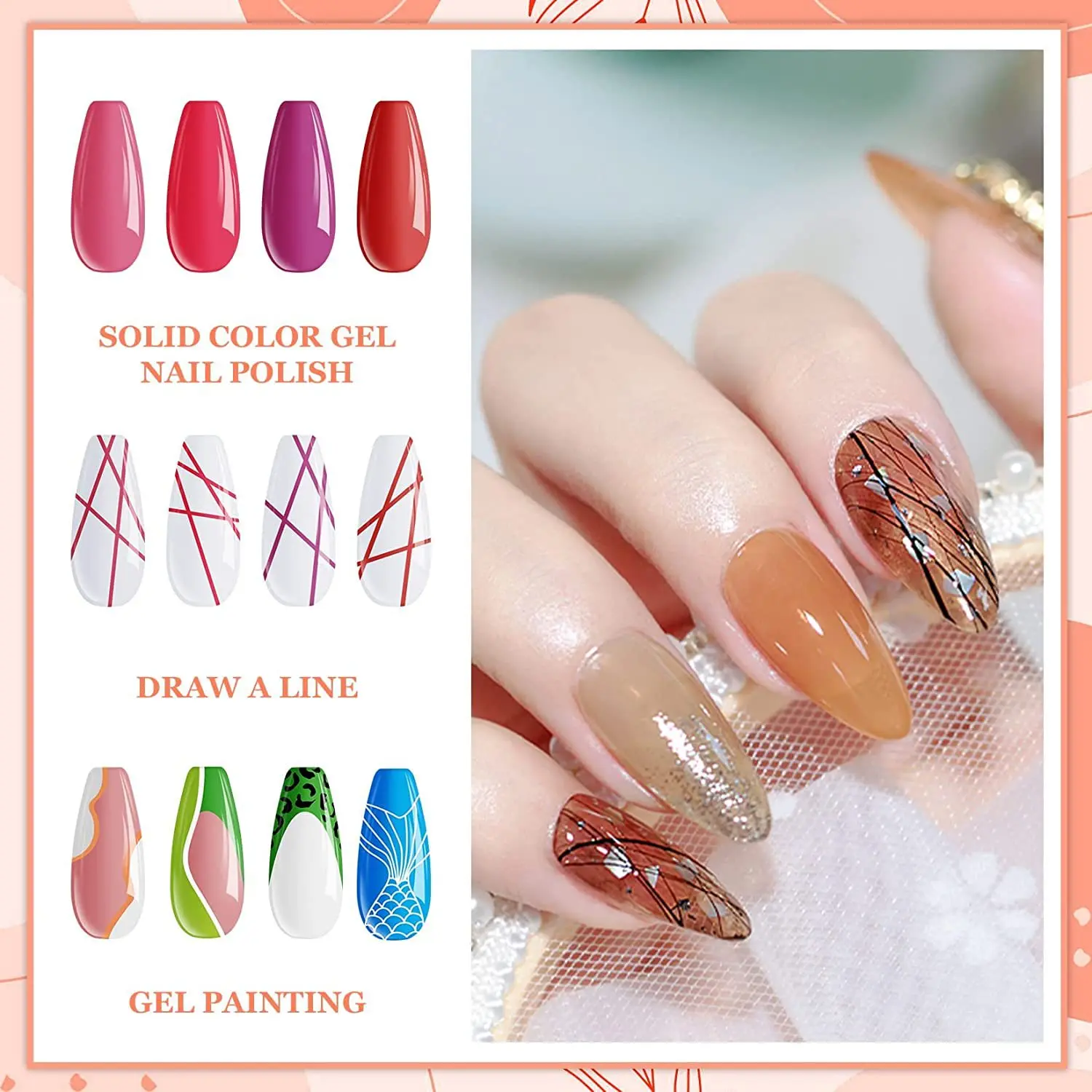 6/12pcs set Liner Gel Nail Polish Macaron Liner Gel 8ml broken diamond DIY Graffiti Painting Stripe Nail Art Tools