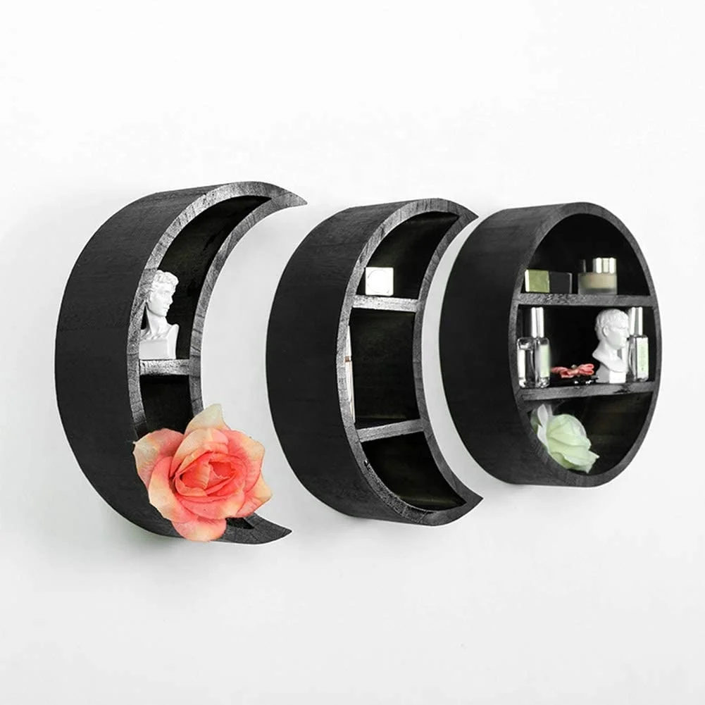 
Moon Wall Shelf Wooden Photos Floating Shelves Hanging Storage Display Shelf, Essential Oil Storage Shelf Display Rack,for Nurse 