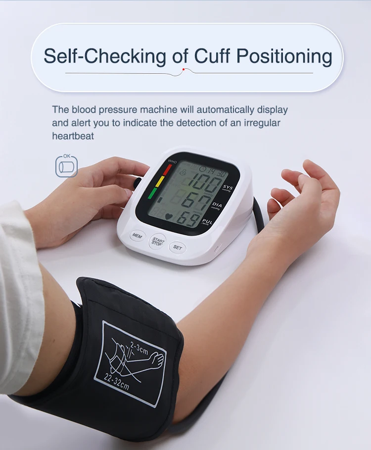 Large LCD Factory Yonker Automatic Digital Smart sphygmomanometer meter Upper Arm blood pressure bp monitor