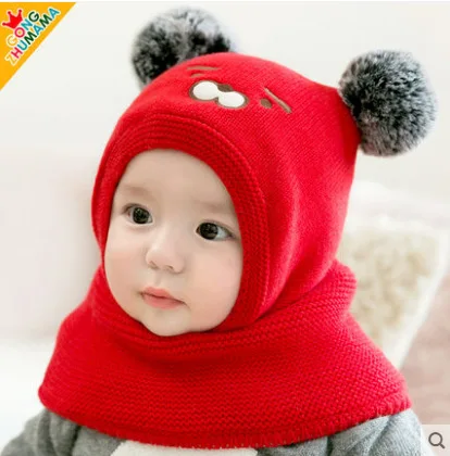 Baby warm Hat Autumn Winter Boys Girls fleece Baby ear protection Windproof soft knitted hat
