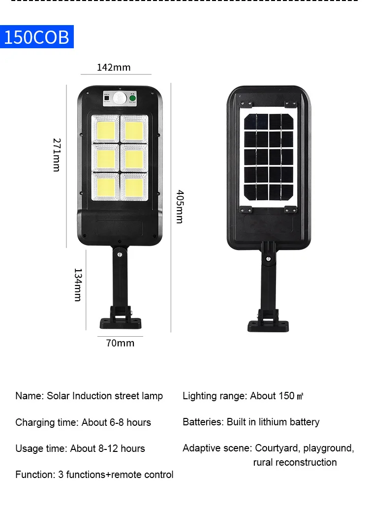 Solar Street Lights Outdoor Solar Lamp with 3 Light Mode