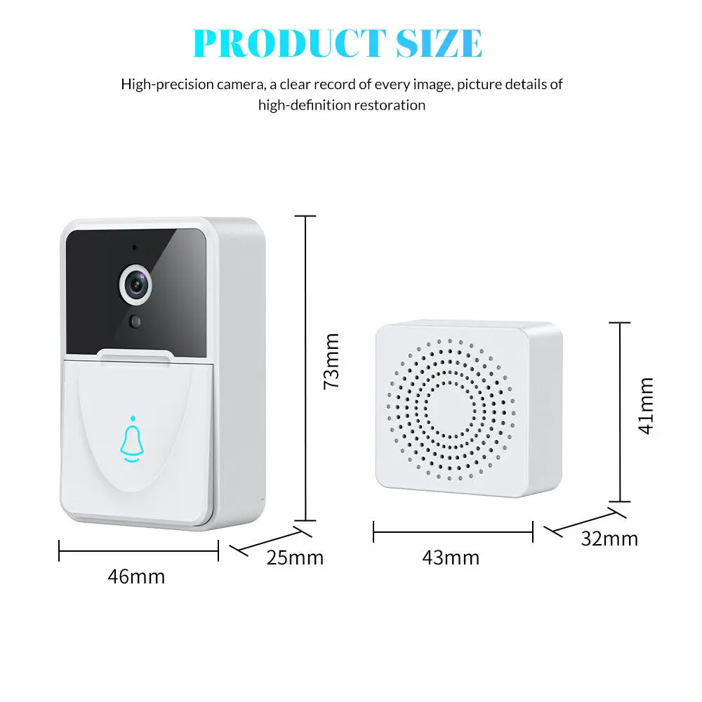 X3 Smart Video Door Bell 2.4GHz Two-way WiFi Wireless Rechargeable 1080P HD Doorbell Security Camera Monitor Voice Change
