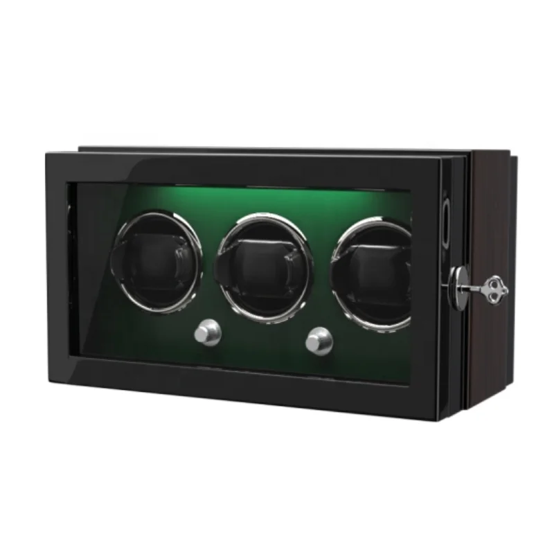 Online Shopping 3 Slots Led Light Watch Rotating deposit Box Custom 10-layer Piano Baking Lacquer China Watch Winder for Shop