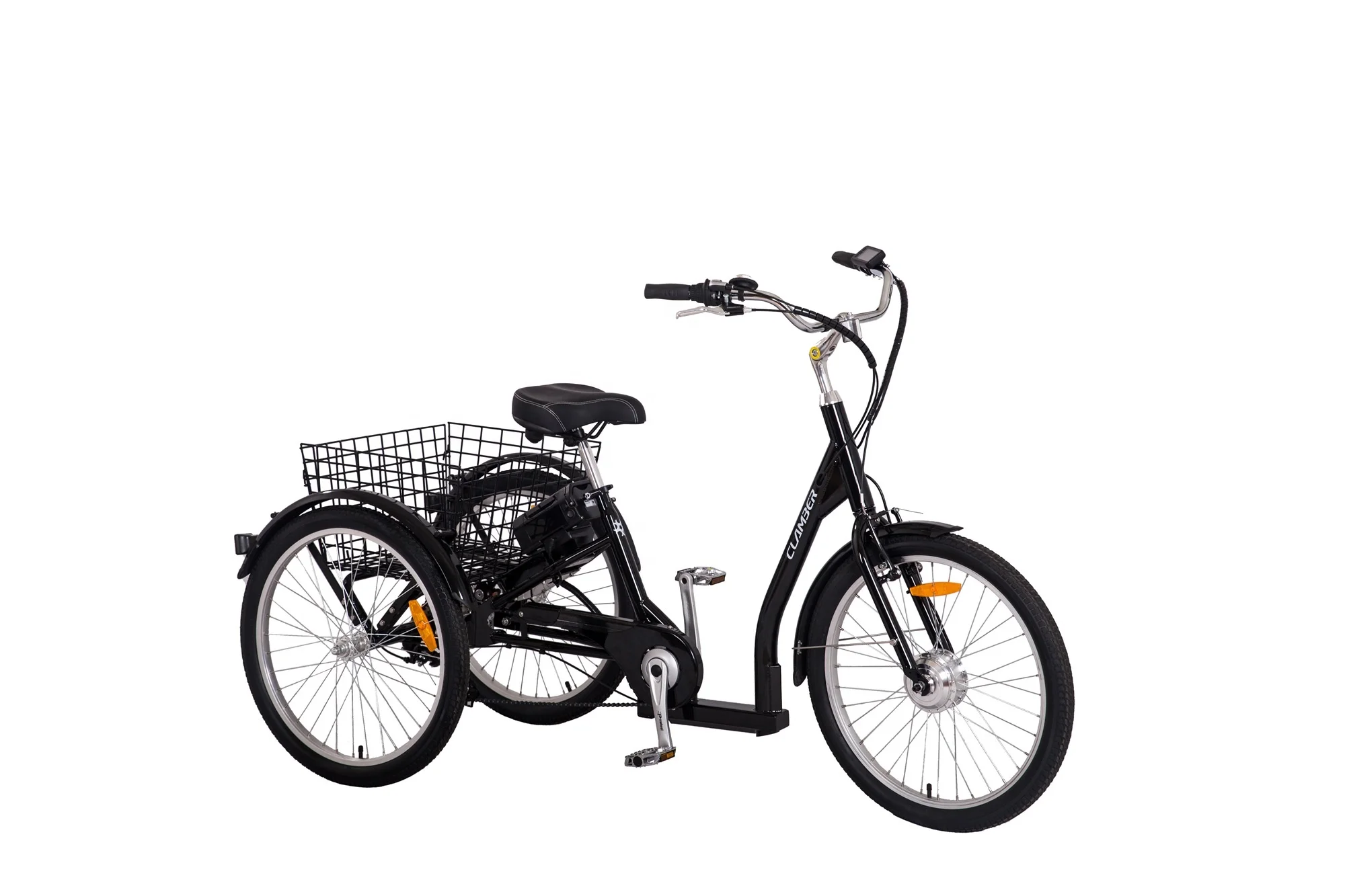 Оптовая продажа, трехколесный велосипед для покупок с задней корзиной, трехколесный велосипед для взрослых 24 дюйма, Электрический грузовой трицикл с 7 скоростями GW7019E