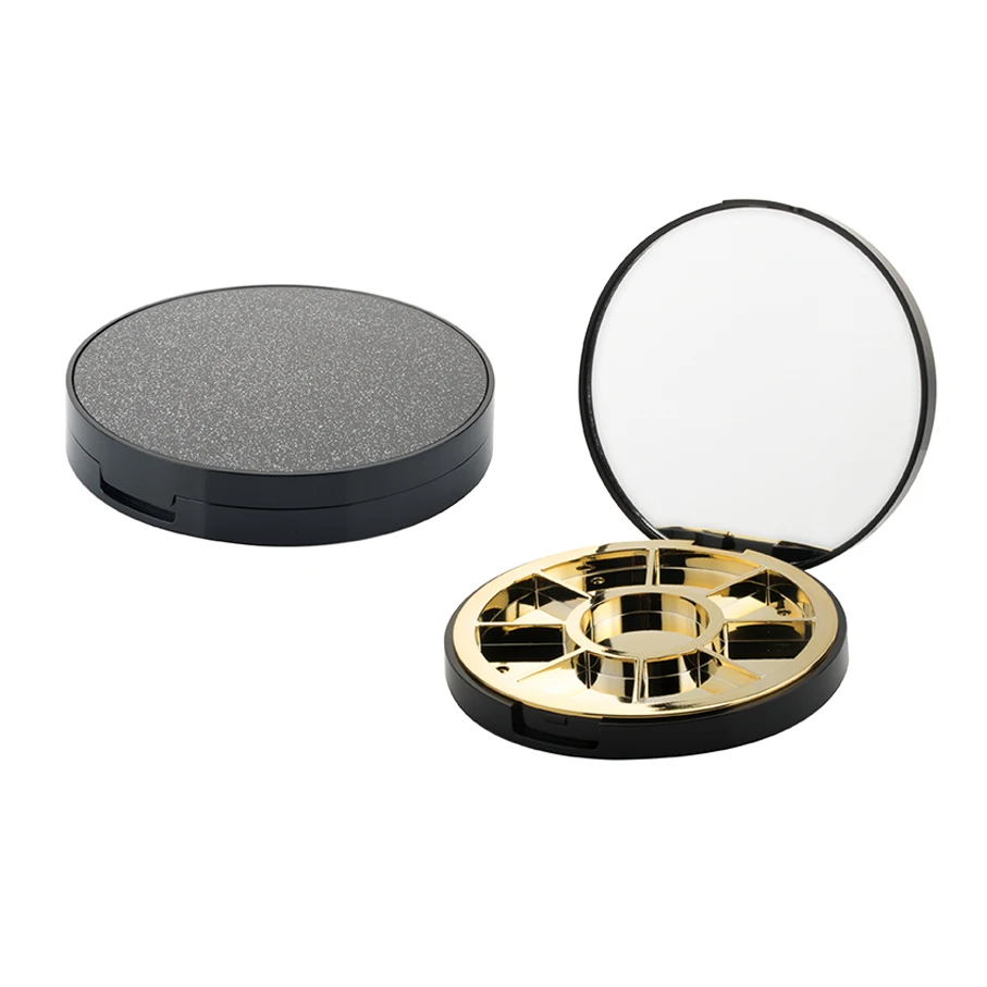 2024 Luxury round star inner case diamond empty eyeshadow palette container blush case packaging cheetah eyeshadow case