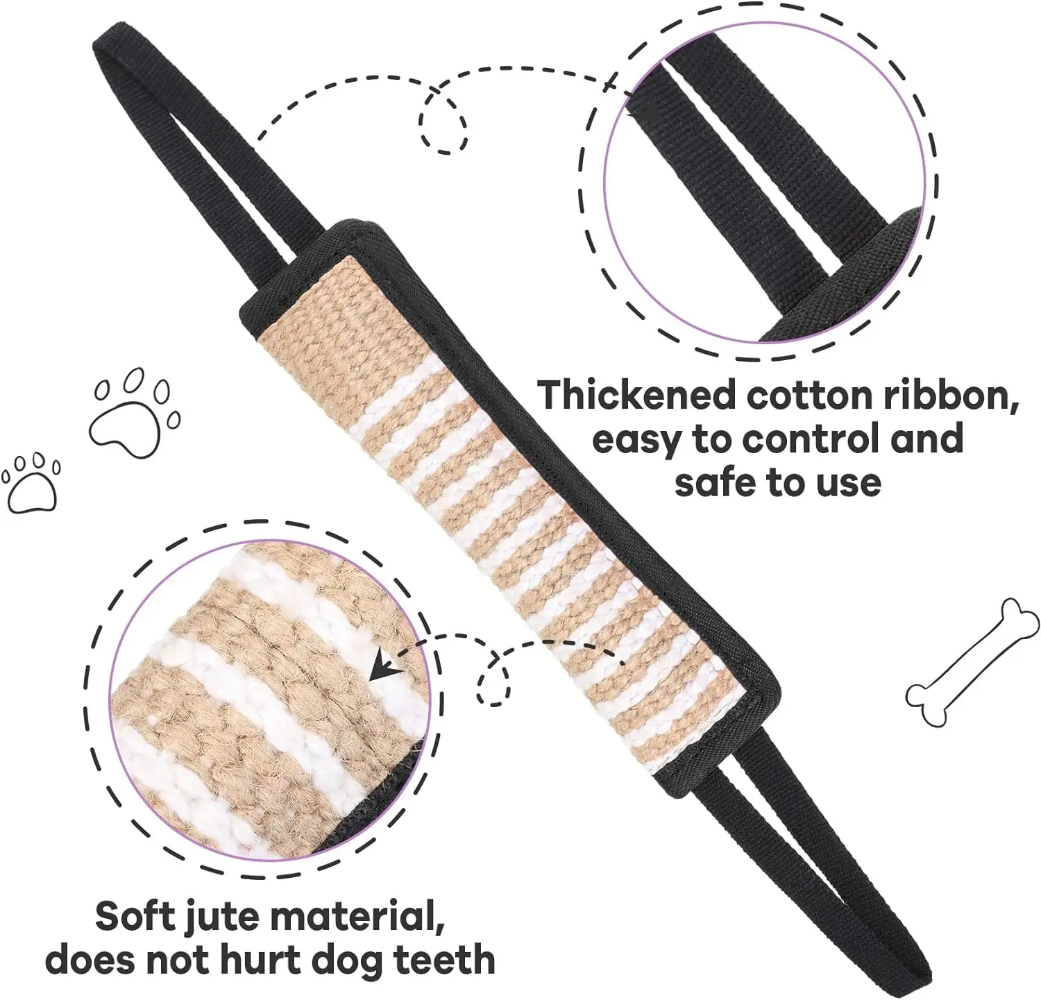 Durable nylon mixed fabric dog bite tug toy, tear resistant suitable for tug-of-war, suitable for small medium-sized dog toys