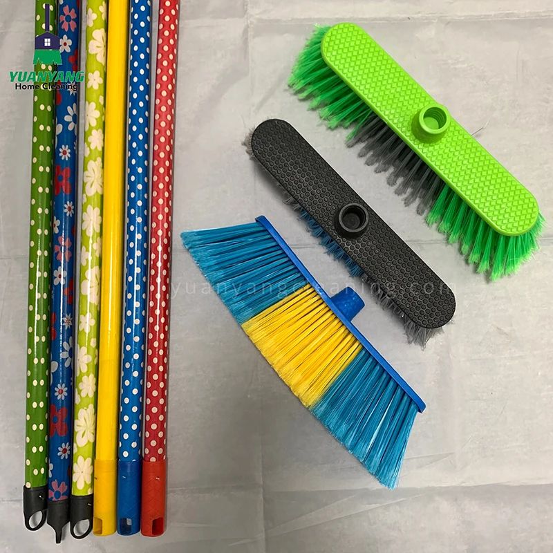 Cheap broom stick long handle house cleaning broom plastic big broom for the street