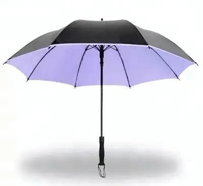 golf umbrella with custom logo print 2 canopy 60 inch Black UV fiberglass ribs windproof auto open straight golf umbrellas