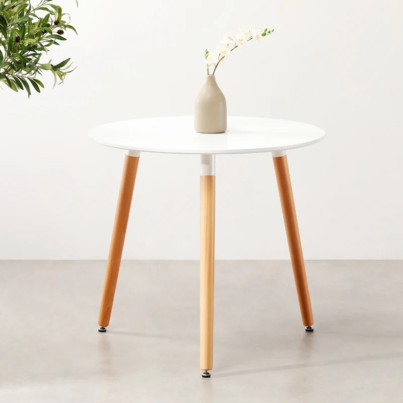 
 Free sample home furniture beech wood legs nordic design white round modern dining room table  
