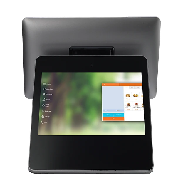 New Design 15.6 Inch Full HD 1080P Dual Screen POS Machine Embedded System with Touch Screen Function Coffee Retail Code Scanner