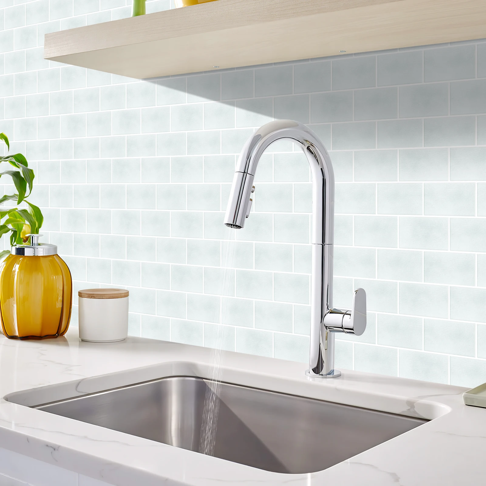 Eco-friendly 3D Subway Tile  Self-Adhesive Tiles Peel and Stick on Bathroom Kitchen