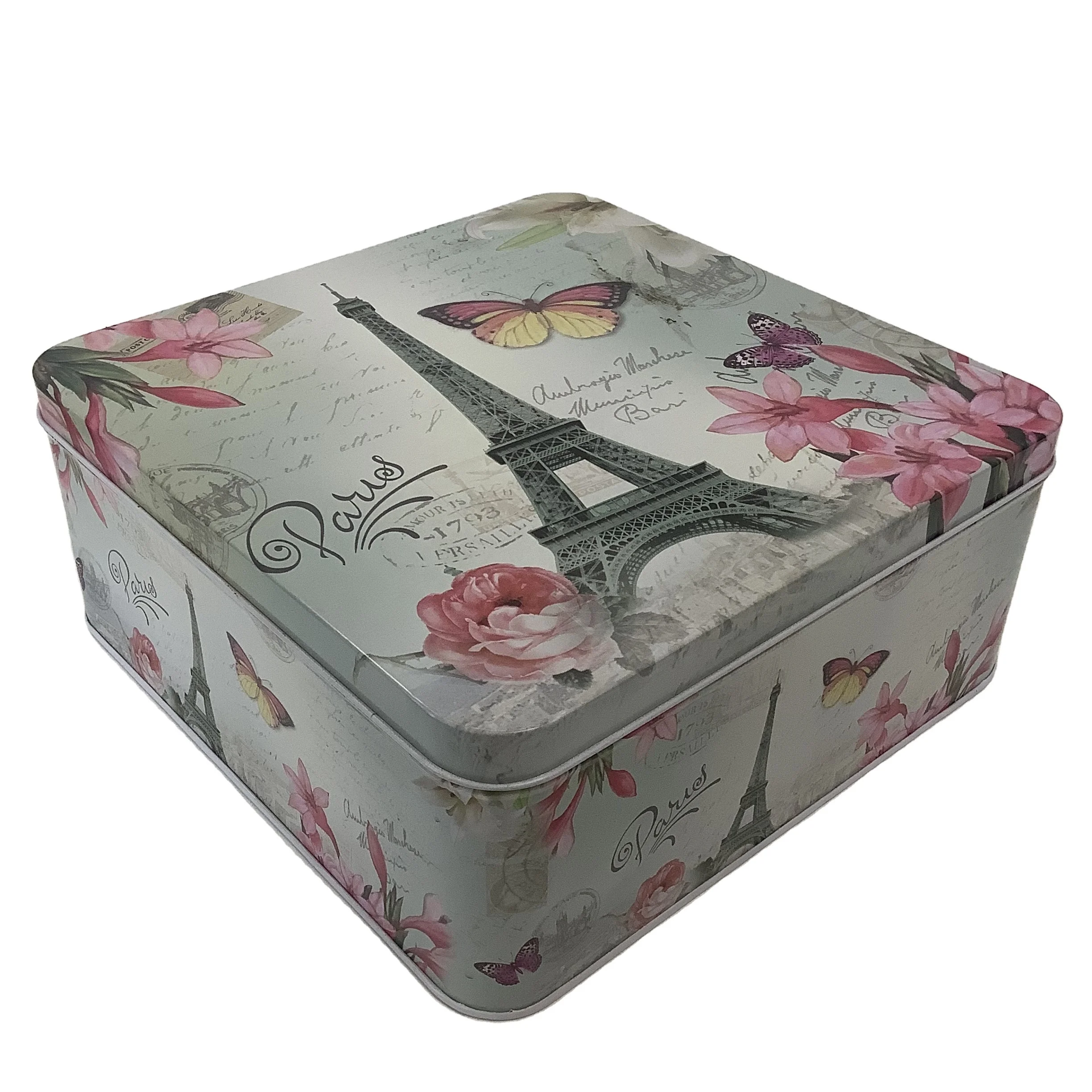 fancy square luxury chocolate cake packaging gift metal tin box